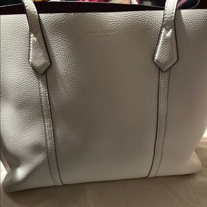 Tory Burch White Leather Tote Bag